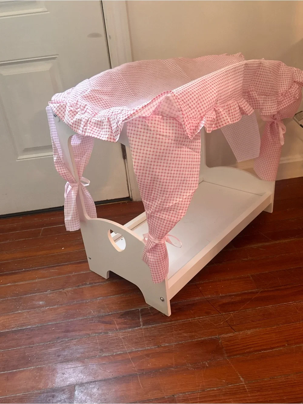 Pink Gingham Kids Play Canopy Cover bed for dolls
